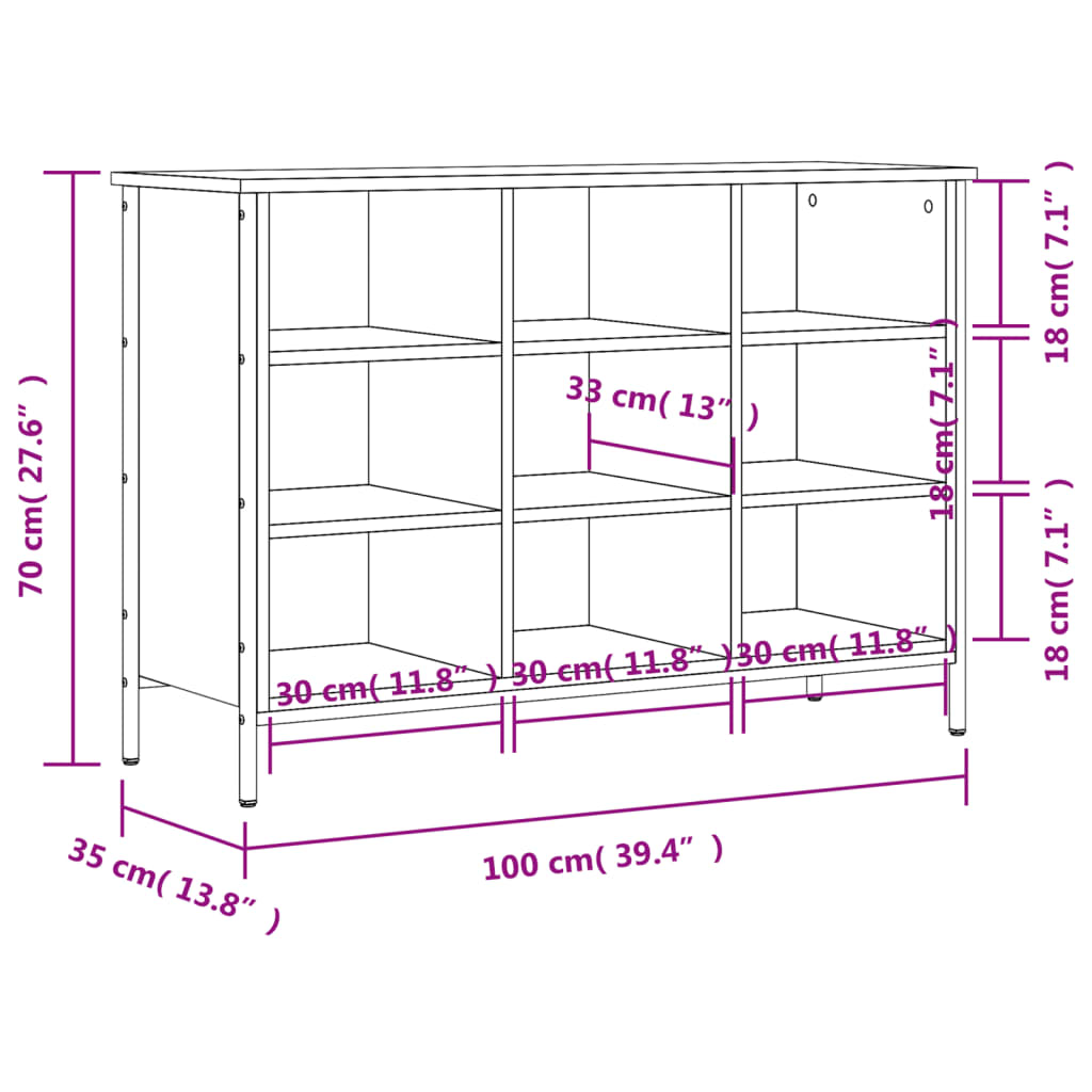 vidaXL Skóskápur Svartur 100x35x70 cm Samsettur Viður