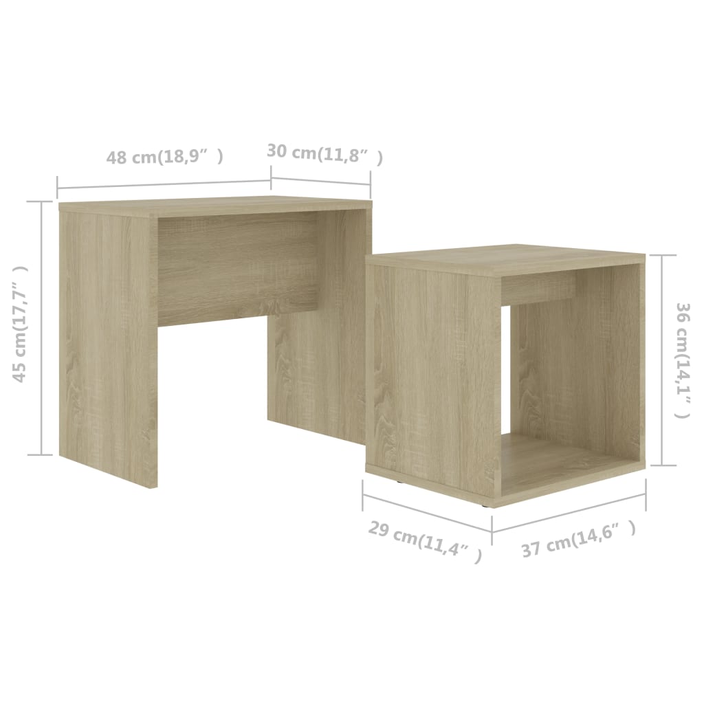 802888 vidaXL Coffee Table Set Sonoma Oak 48x30x45 cm Chipboard