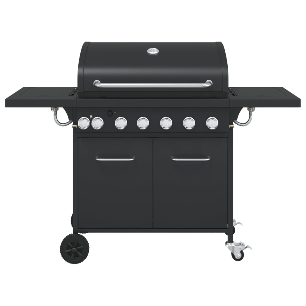 vidaXL Gasgrill með 7 Brennara Svartur Dufthúðuðu Stáli