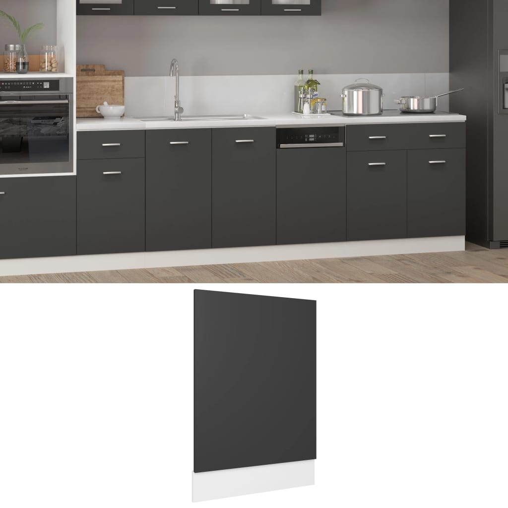 802556 vidaXL Dishwasher Panel Grey 45x3x67 cm Chipboard