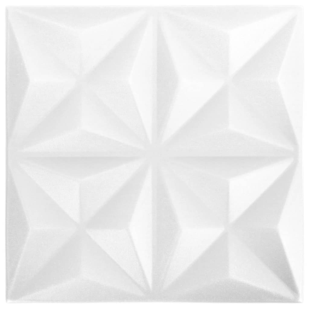 vidaXL 3D Veggþil 12 stk. 50x50 cm Origami Hvít 3 m²