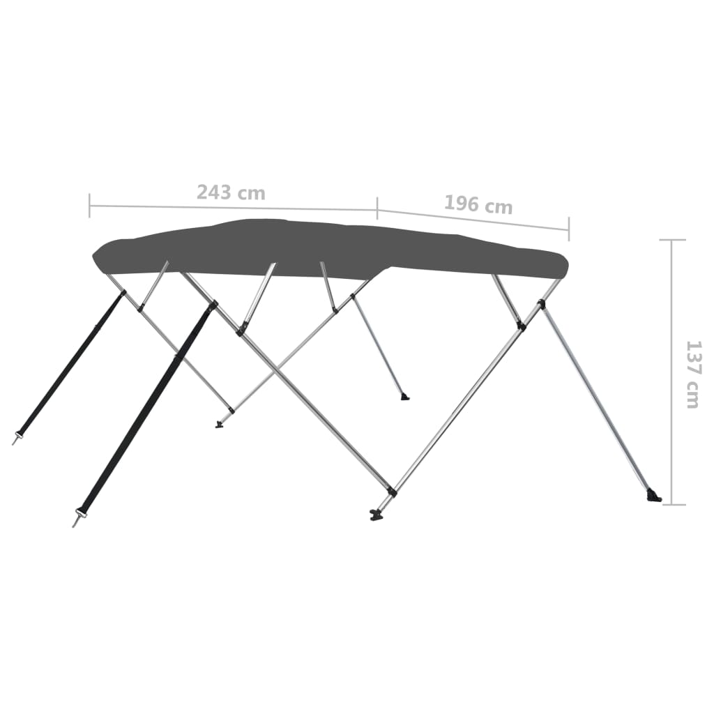 vidaXL 4 Boga Bimini-Skyggni Reykgrátt 243x196x137 cm