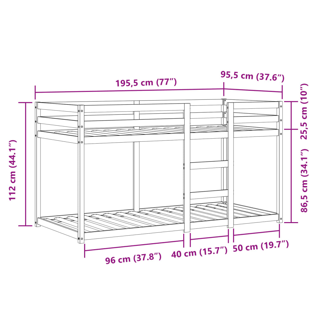 vidaXL Koja án Dýnu Blá 90x190 cm Gegnheil Fura