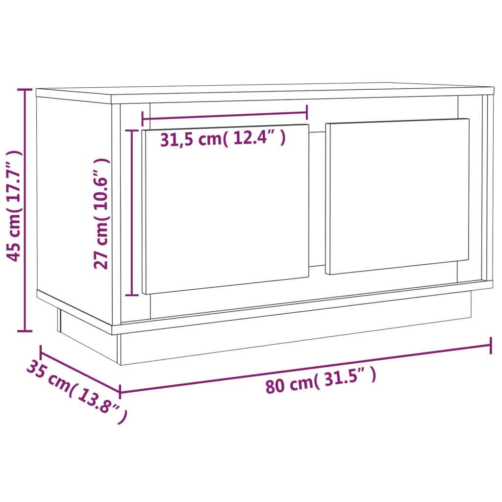 vidaXL Sjónvarpsskápur Grár Sonoma 80x35x45 cm Samsettur Viður