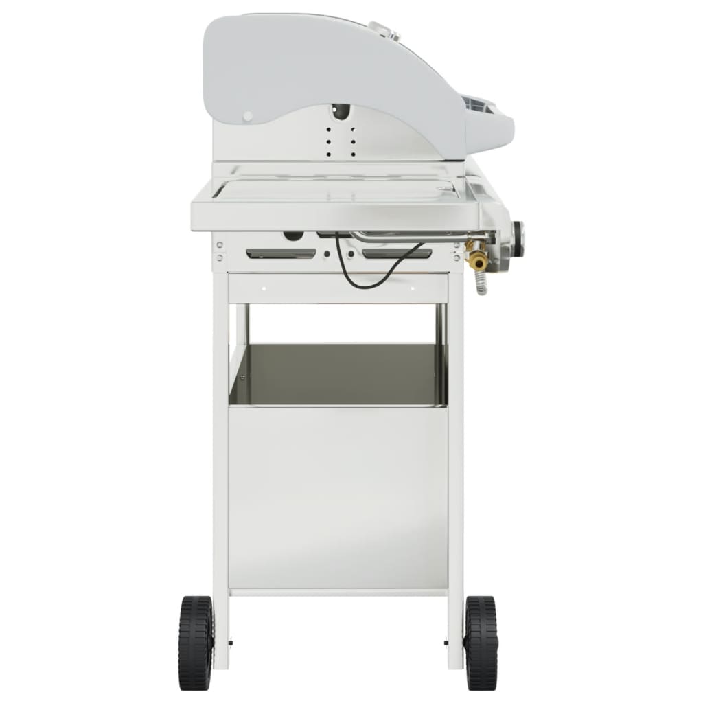 vidaXL Gasgrill með 4 brennurum úr silfur ryðfríu stáli