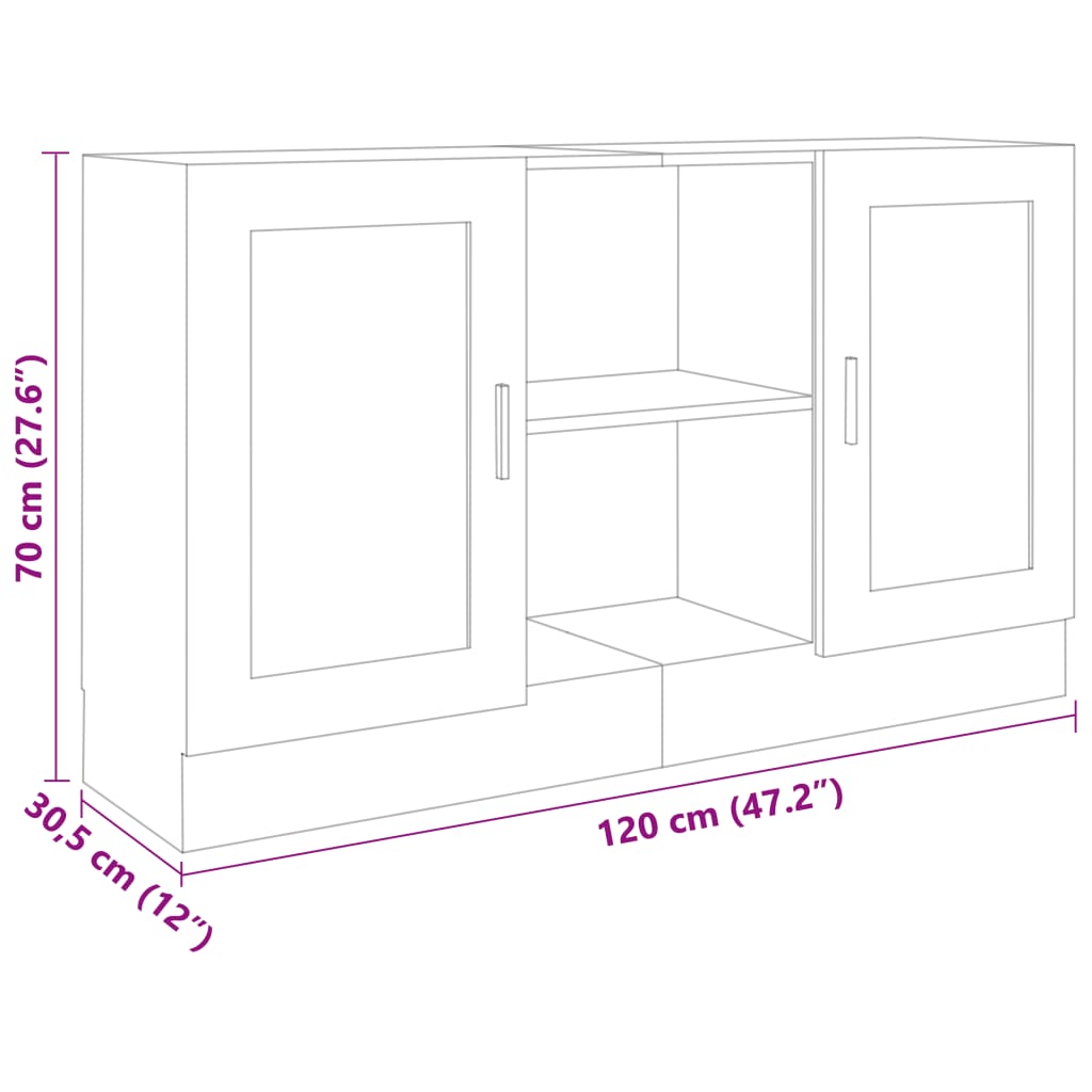 vidaXL Skenkur Hvítur 120x30,5x70 cm Samsettur Viður