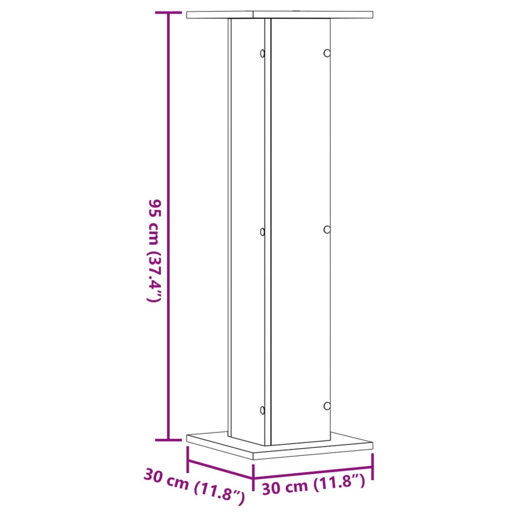 vidaXL Plöntustandar 2 stk Svört 30x30x95 cm Samsettur Viður