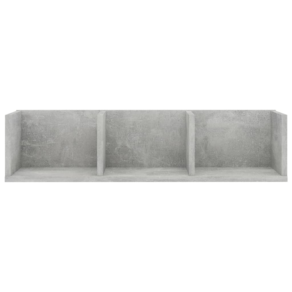 801314 vidaXL CD Wall Shelf Concrete Grey 75x18x18 cm Chipboard
