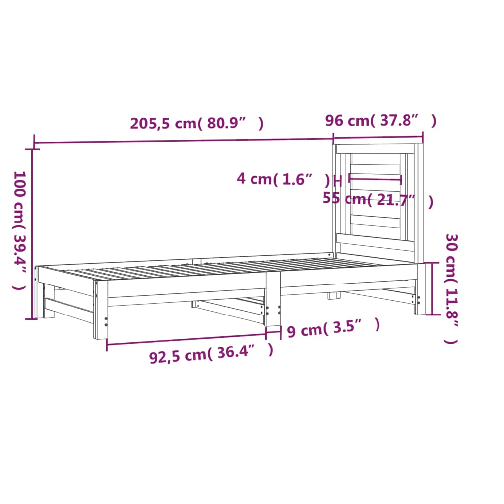 vidaXL Útdraganlegur Svefnsófi án Dýnu Ljósbrúnn 2x(90x200)cm