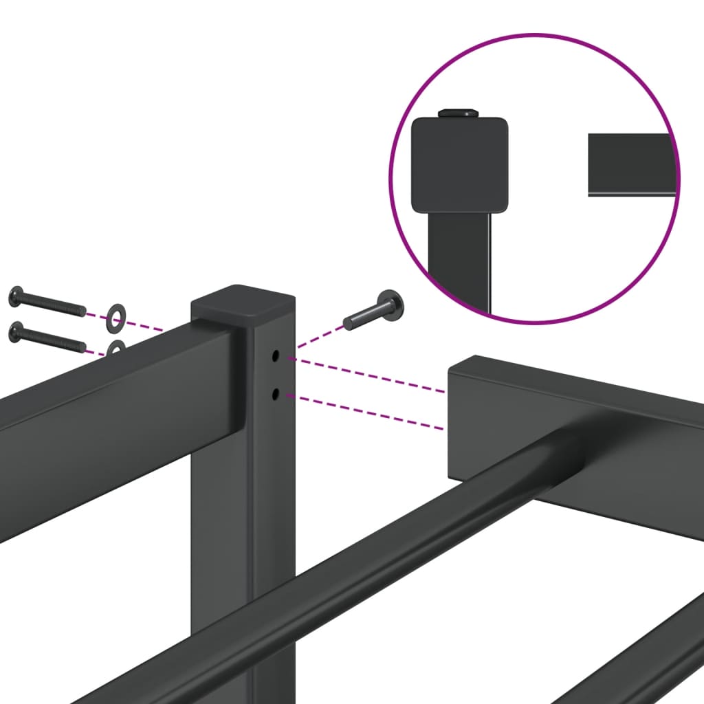 vidaXL Rúmgrind úr Málmi Svört 100x200 cm