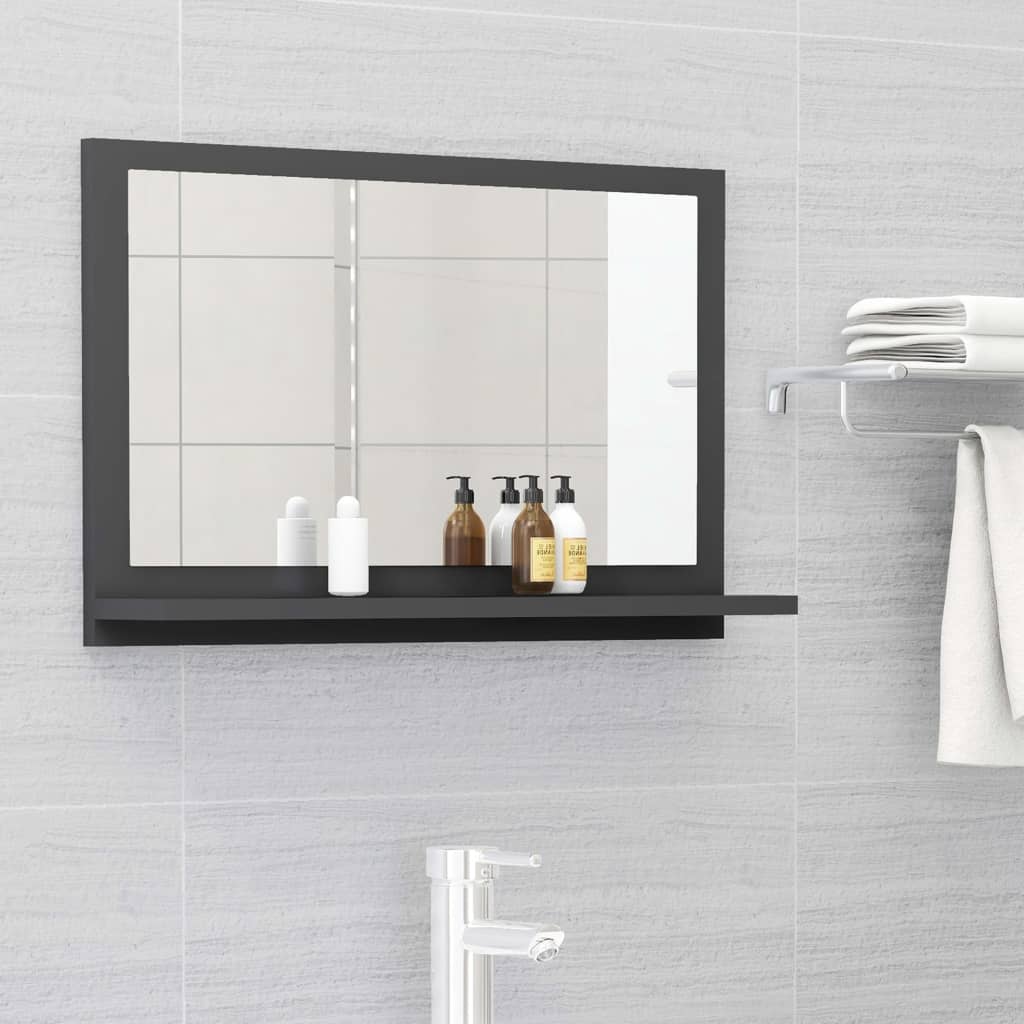 804564 vidaXL Bathroom Mirror Grey 60x10,5x37 cm Chipboard