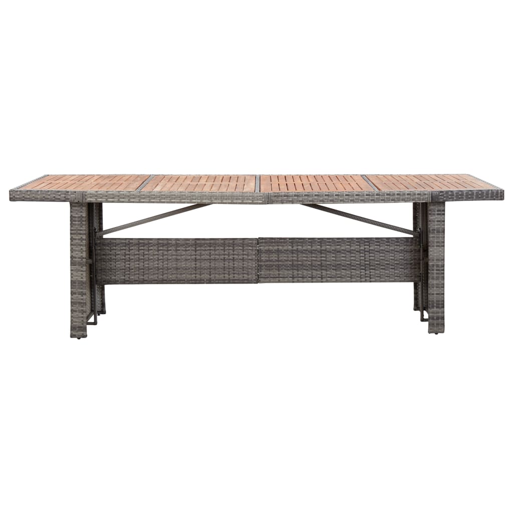 vidaXL Garðborð 240x90x74 cm Pólýrattan og Gegnheill Akasíuviður