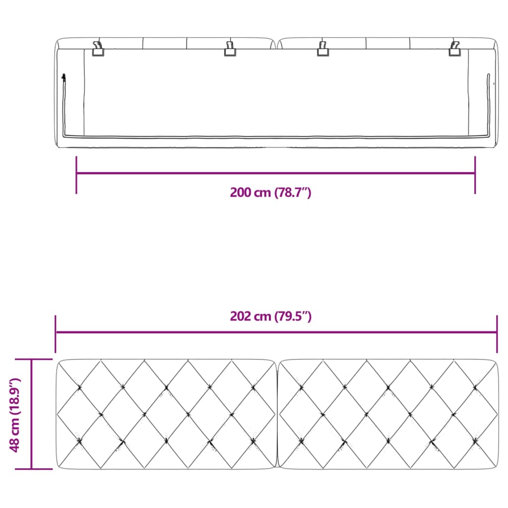 vidaXL Höfðagaflspúði Dökkgrár 200 cm Flauel