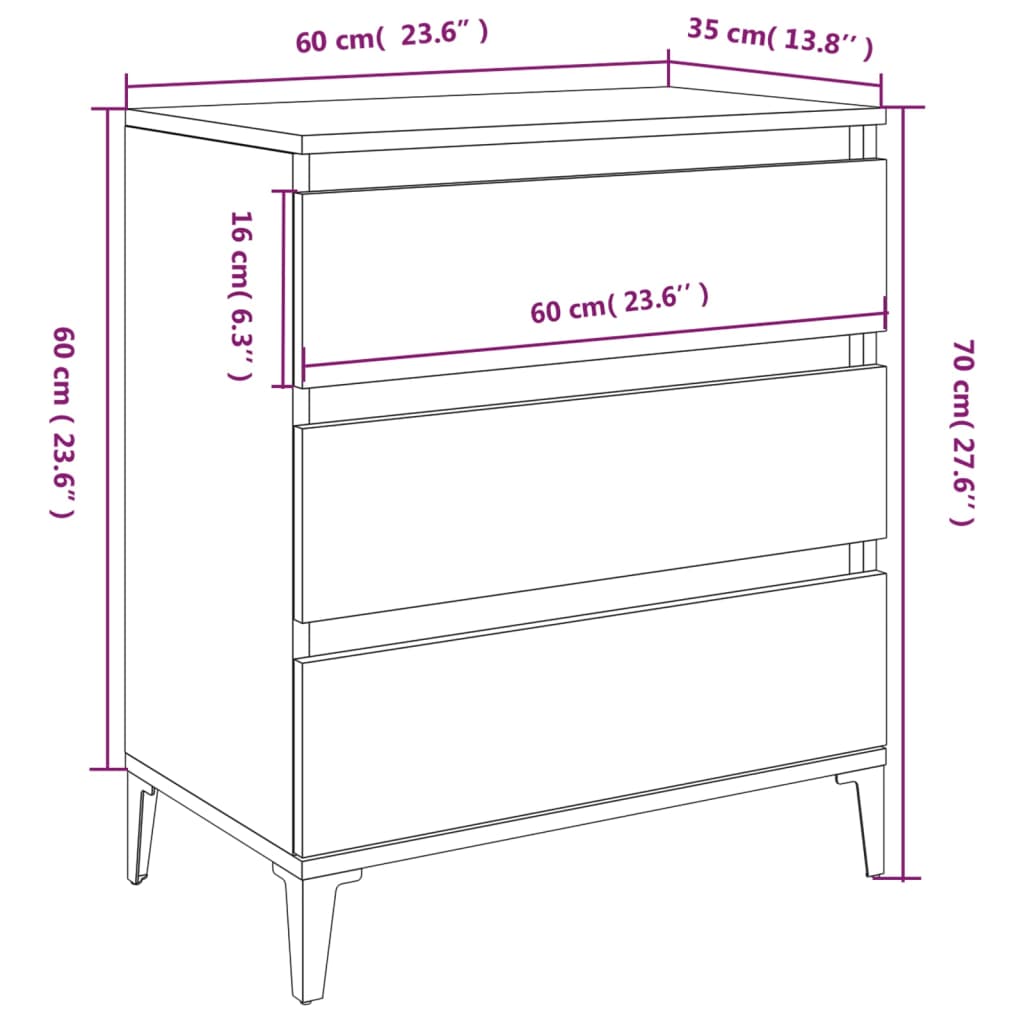 vidaXL Skenkur Reyklituð Eik 60x35x70 cm Samsettur Viður