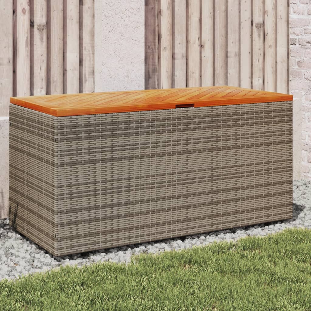 vidaXL Garðgeymslukassi 110x50x54 cm Grátt Pólýrattan Akasíuviður