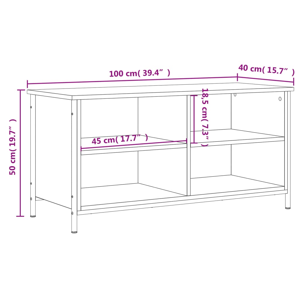 vidaXL Sjónvarpsskápur Grár Sonoma 100x40x50 cm Samsettur Viður