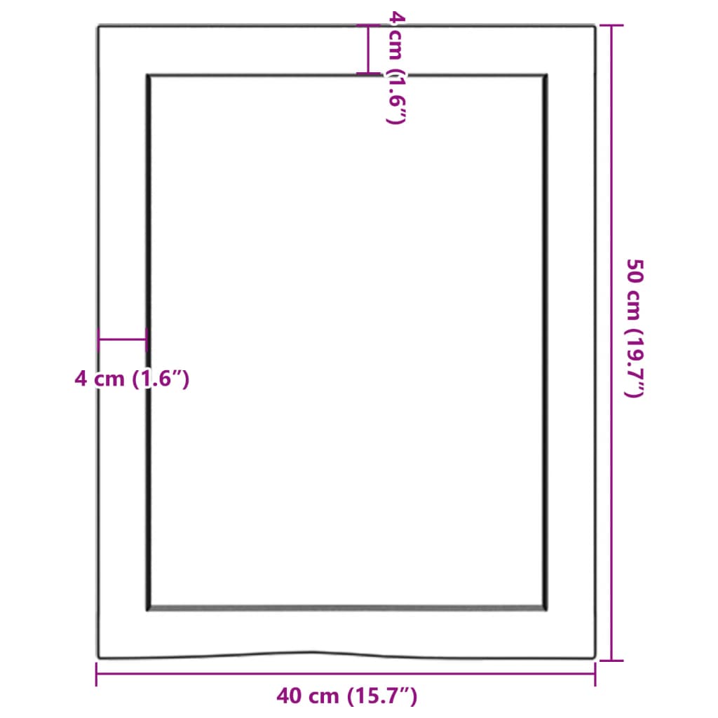 vidaXL Baðherbergisborðplata Ljósbrún 40x50x(2-6)cm Meðhöndlaður Viður