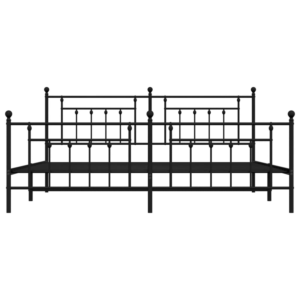 vidaXL Rúmgrind úr Málmi með Höfuðgafli & Fótagafli Svört 200x200 cm