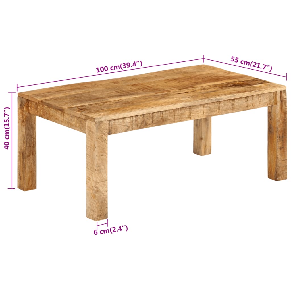 vidaXL Sófaborð 100x55x40 cm Gegnheill Mangóviður