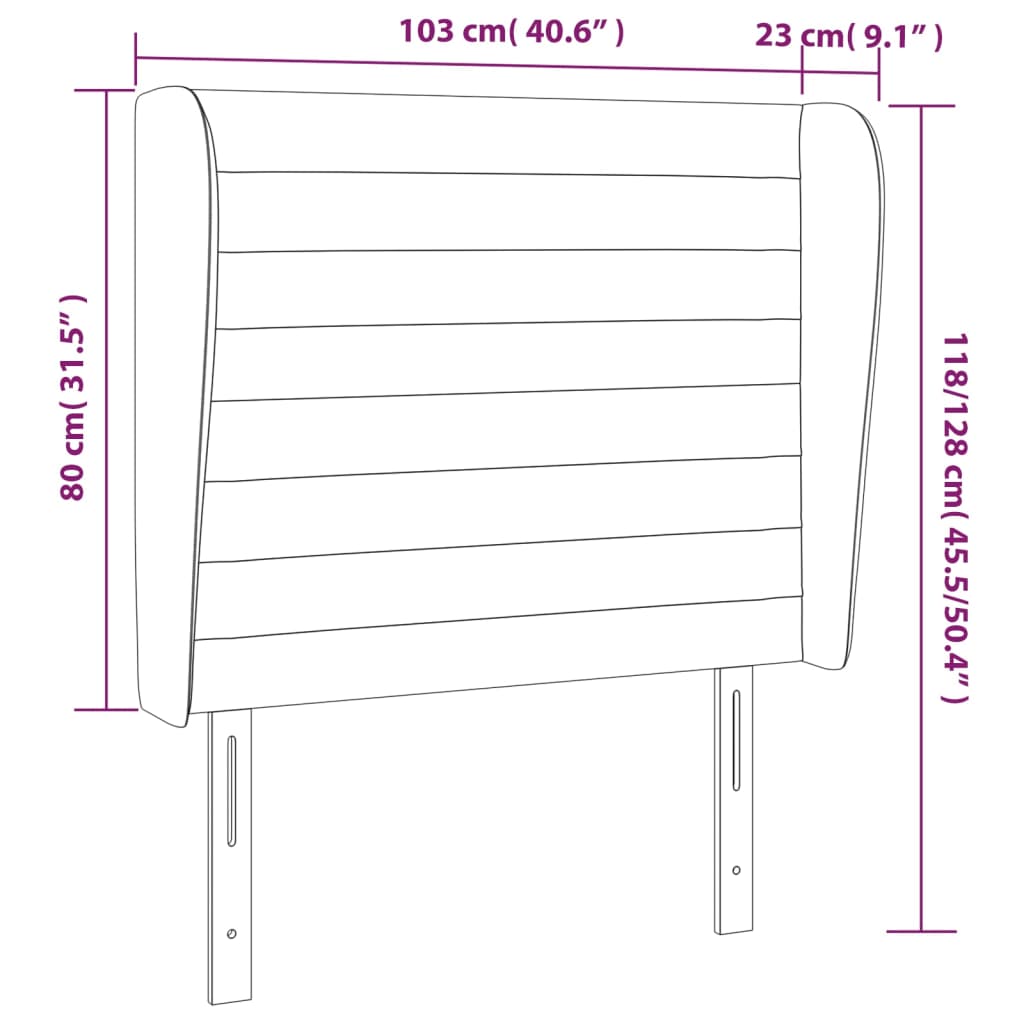 vidaXL Höfðagafl með Eyrum 103x23x118/128 cm Grænn Efni