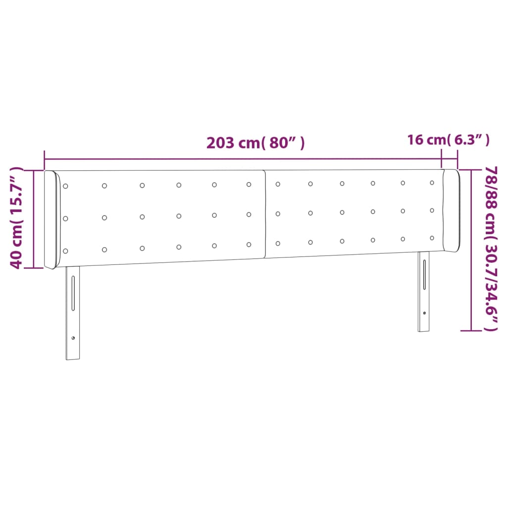 vidaXL Höfðagafl með Eyrum 203x16x78/88 cm Bleik Gervileður