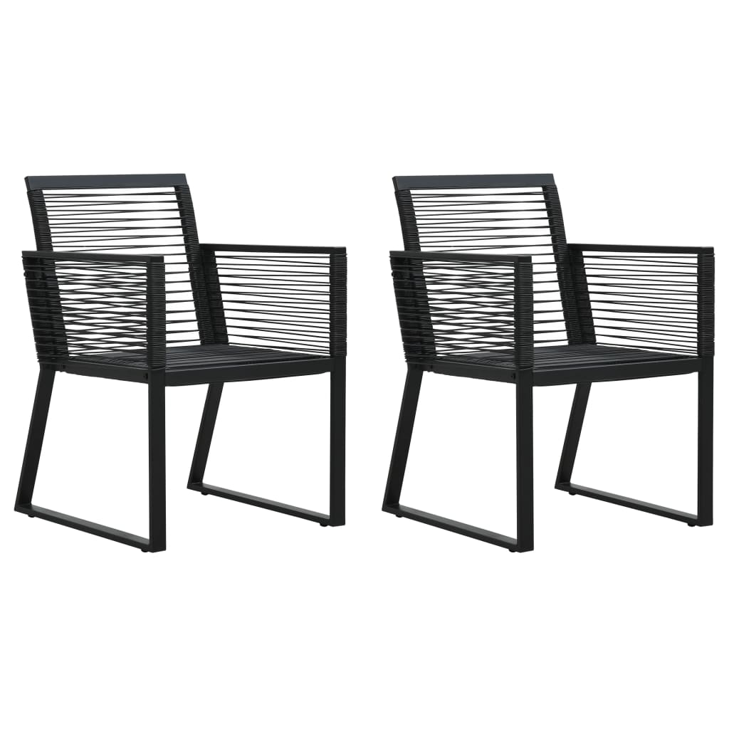 vidaXL Garðstólar 2 stk. Svartir PVC Rattan