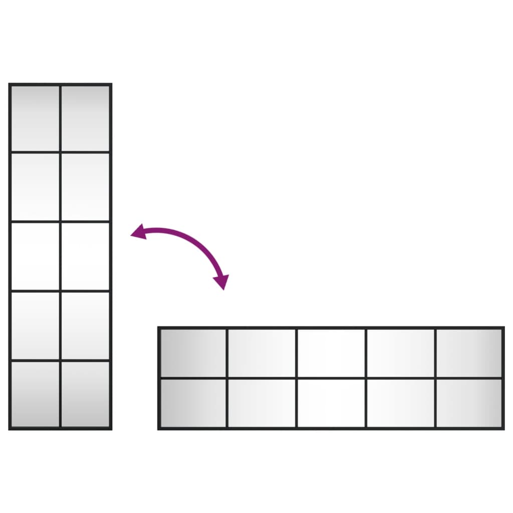 vidaXL Veggspegill Svartur 30x100 cm Rétthyrningur Járn