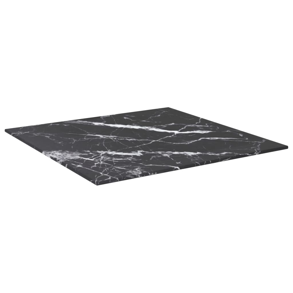 vidaXL Borðplata Svört 50x50 cm 6 mm Hert Gler með Marmarahönnun