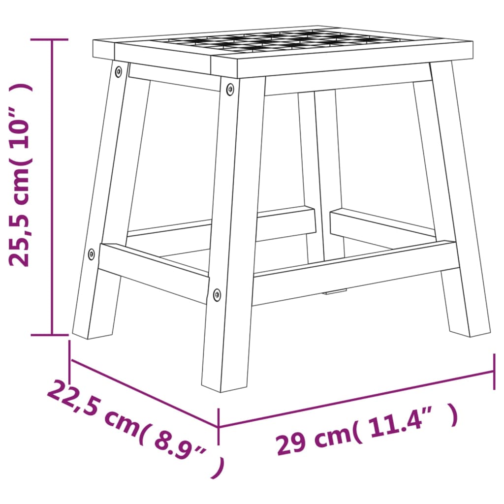 vidaXL Þrepakollur 29x22,5x25,5 cm Gegnheill Viður Valhnota