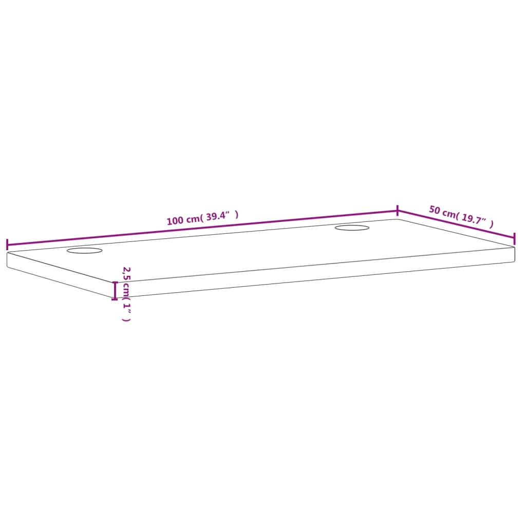 vidaXL Borðplata 100x50x2,5 cm Gegnheilt Beyki