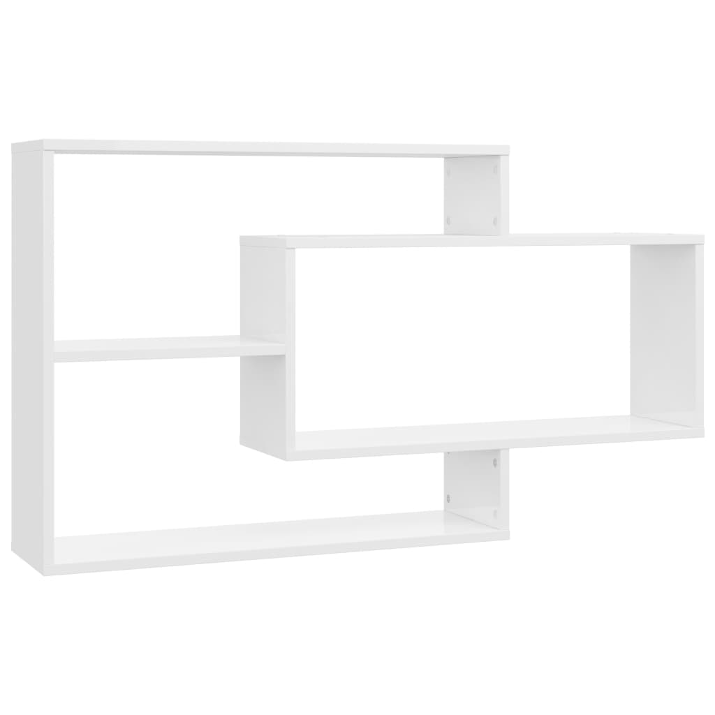 800330 vidaXL Wall Shelves High Gloss White 104x20x58,5 cm Chipboard
