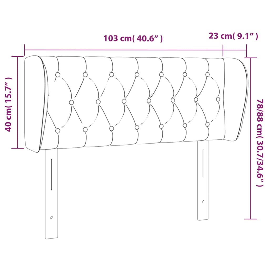 vidaXL Höfðagafl með Eyrum 103x23x78/88 cm Dökkbrúnn Efni