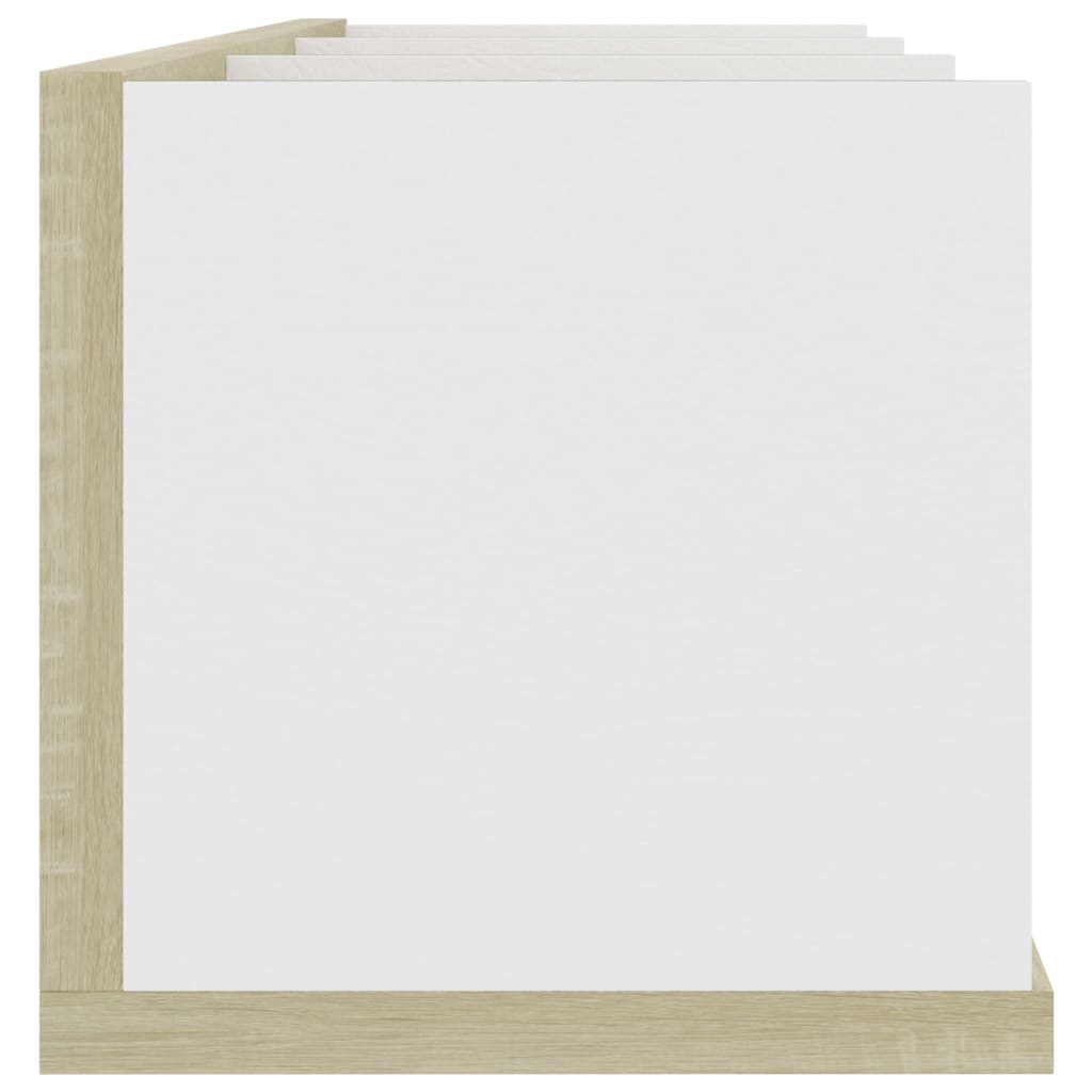 801315 vidaXL CD Wall Shelf White and Sonoma Oak 75x18x18 cm Chipboard