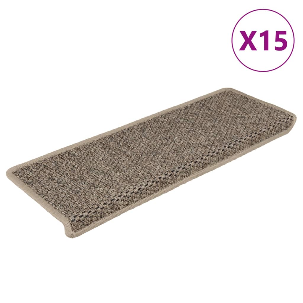 vidaXL Þrepamottur Sjálflímandi Sísalútlit 15 stk. 65x21x4cm Dröppuð