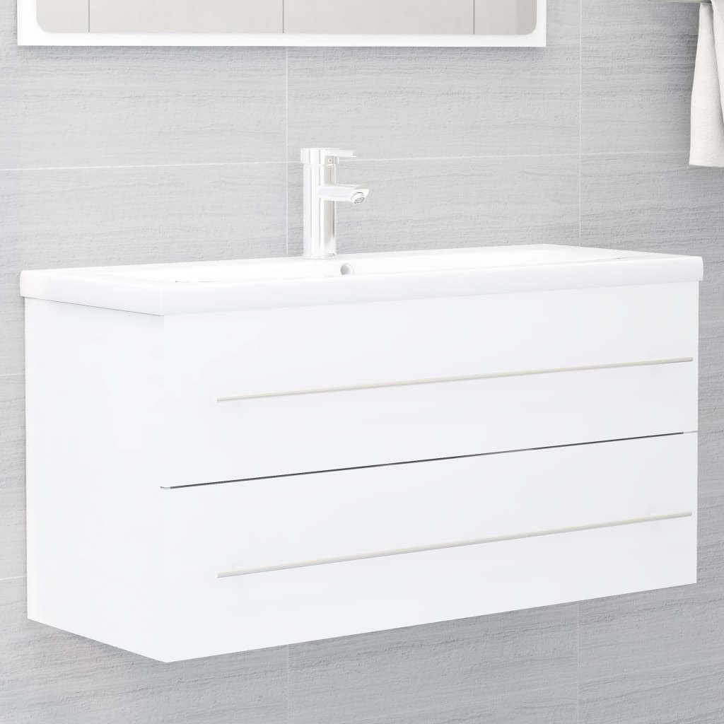 804719 vidaXL Sink Cabinet White 100x38,5x48 cm Chipboard