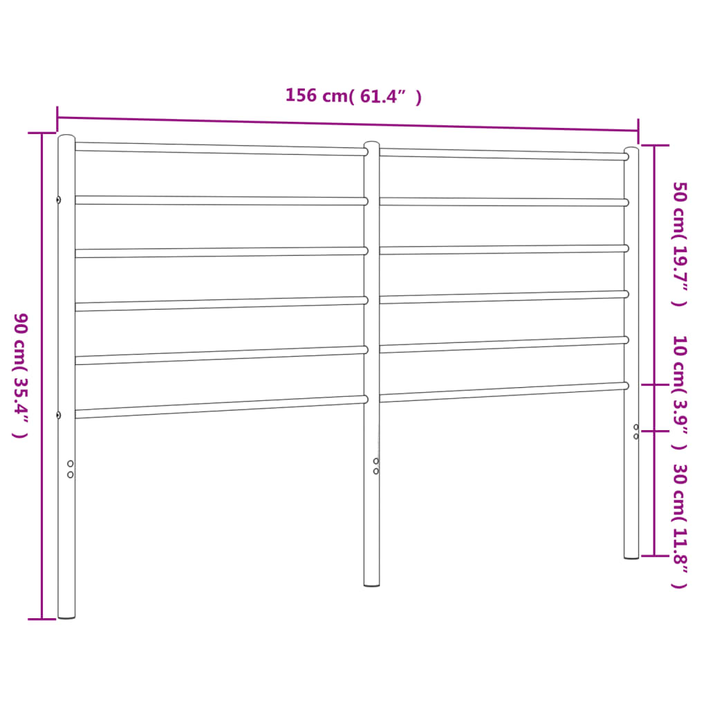 vidaXL Höfuðgafl úr Málmi Hvítur 150 cm