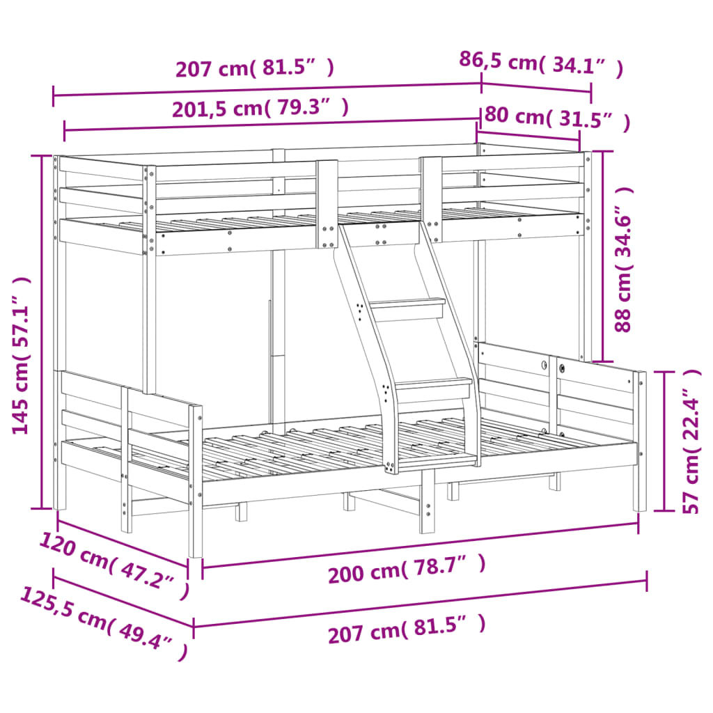 vidaXL Koja án Dýnu 80x200/120x200 cm Hvítur Gegnheilum Viði