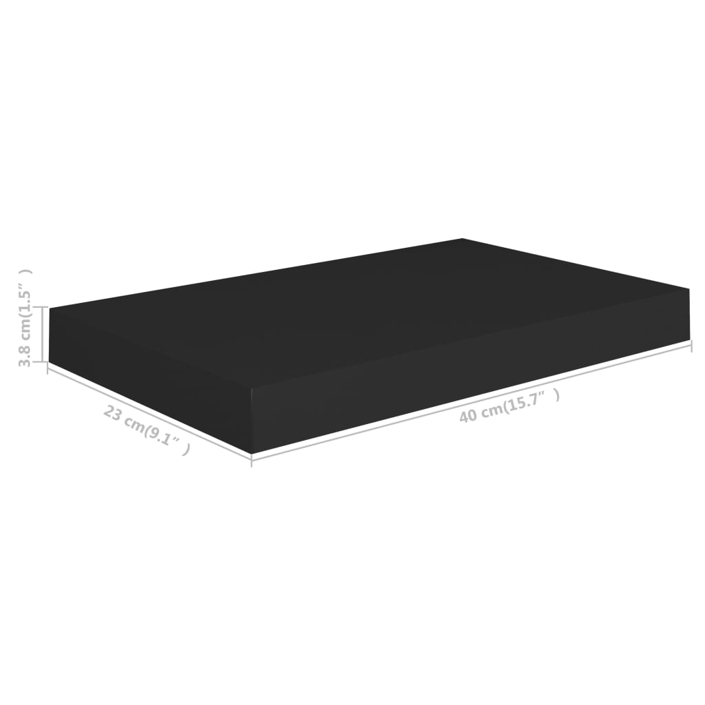 vidaXL Vegghilla með Skúffu Svört 40x23x3,8 cm MDF