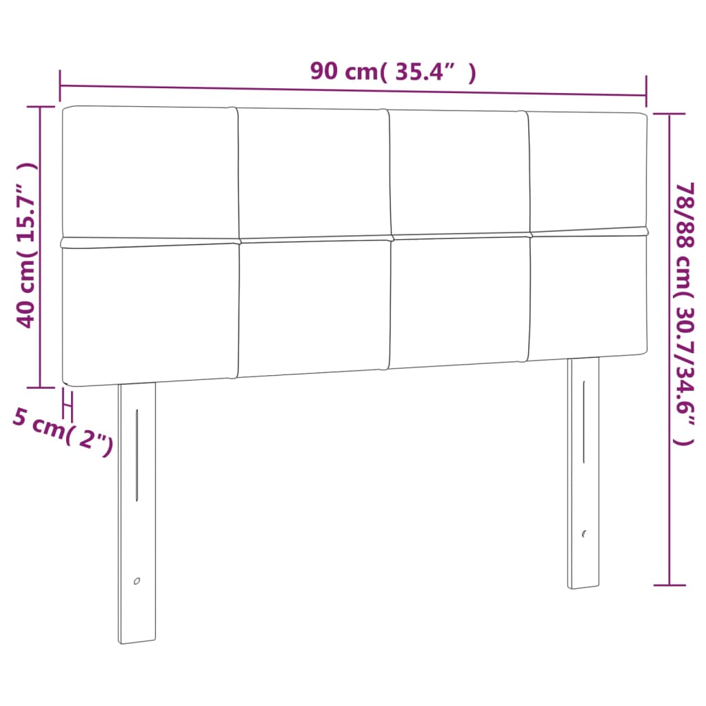 vidaXL Höfðagafl Svartur 90x5x78/88 cm Flauel