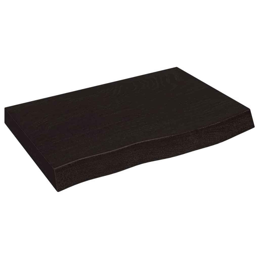 vidaXL Vegghilla Dökkbrún 60x40x(2-6) cm Meðhöndluð Gegnheil Eik