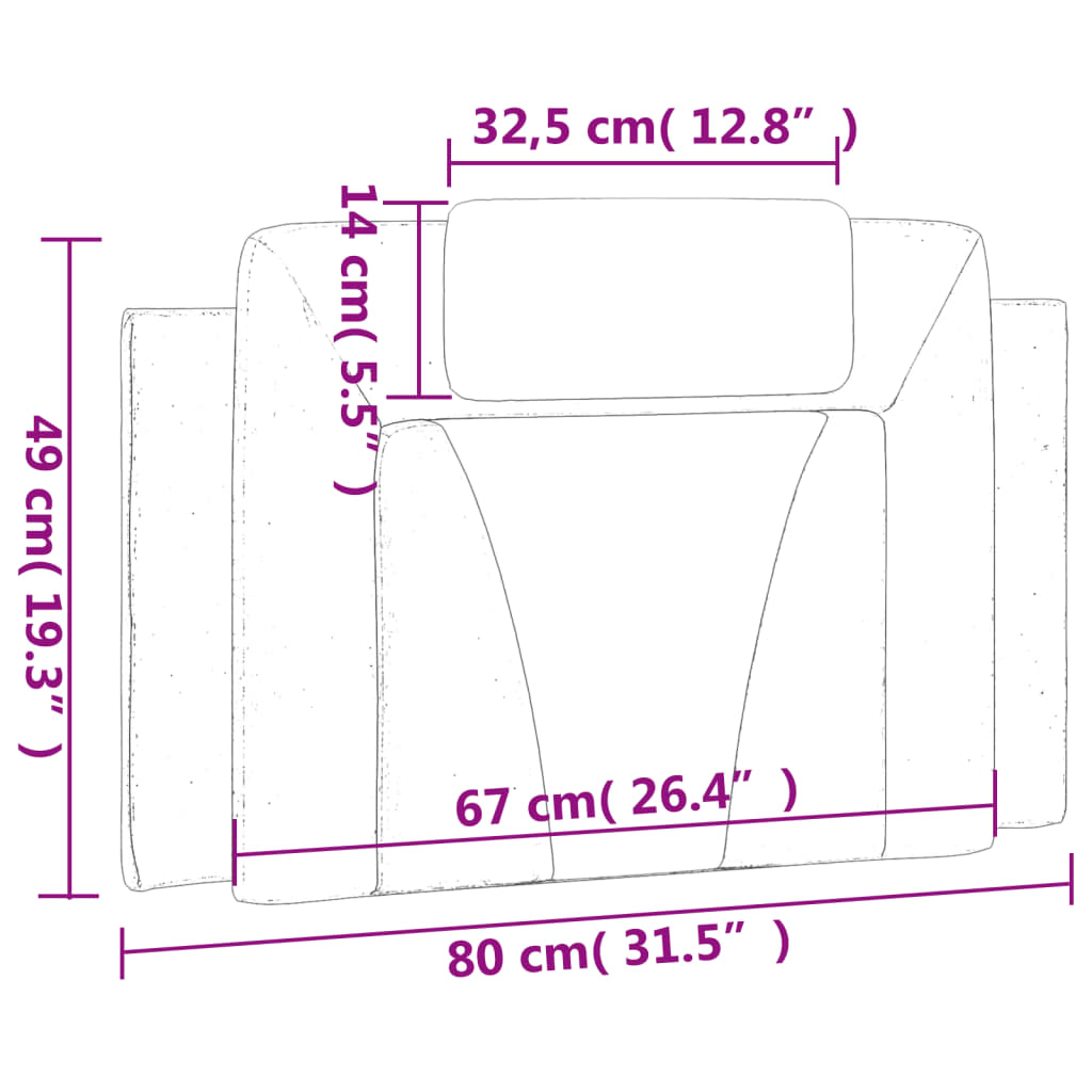 vidaXL Höfðagaflspúði Hvítur og Svartur 80 cm Gervileður