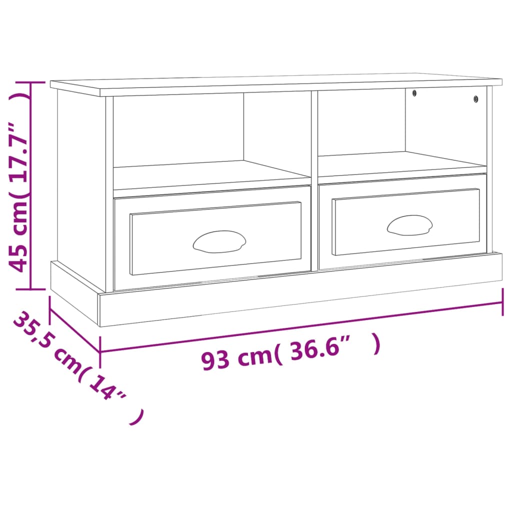 vidaXL Sjónvarpsskápur Brúnn Eikarlitur 93x35,5x45 cm Samsettur Viður