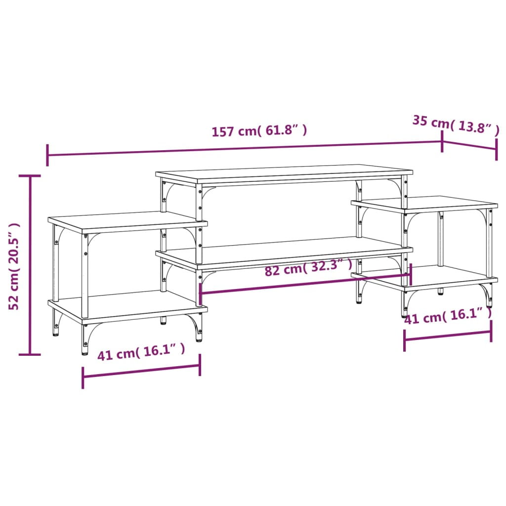 vidaXL Sjónvarpsskápur Grár Sonoma 157x35x52 cm Samsettur Viður