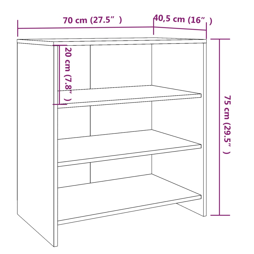 vidaXL Skenkur Grár Sonoma Eik 70x40,5x75 cm Samsettur Viður