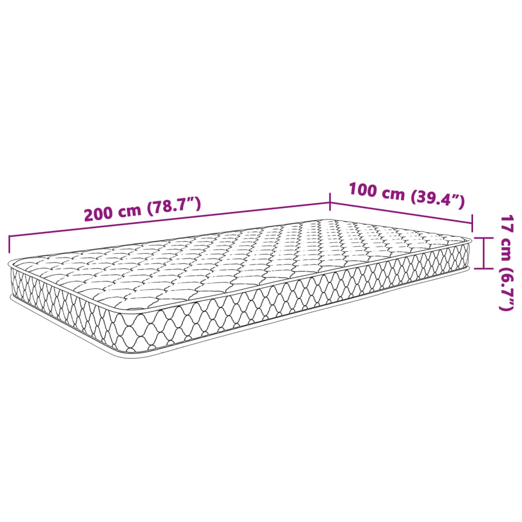 vidaXL Minnissvampýna Hvít 100x200x17 cm