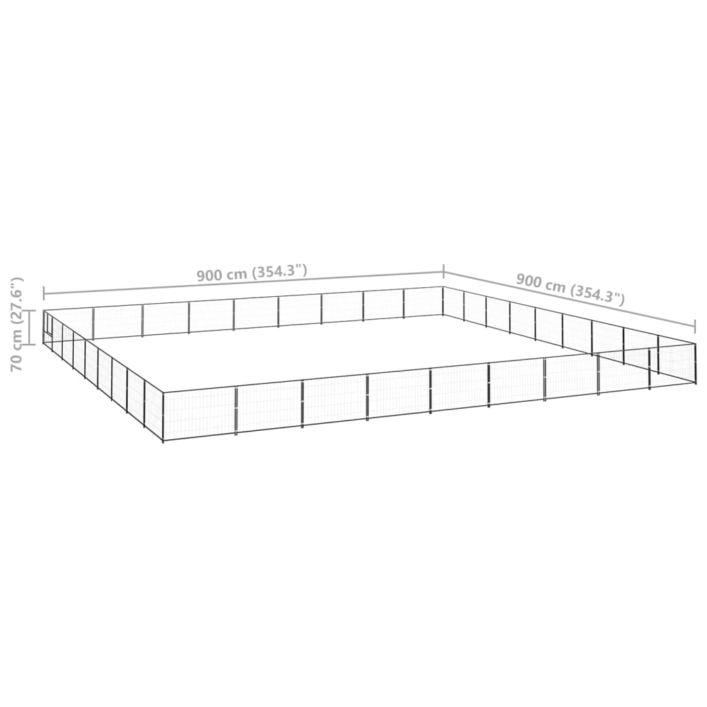 vidaXL Hundabyrgi Svart 81 m² Stál