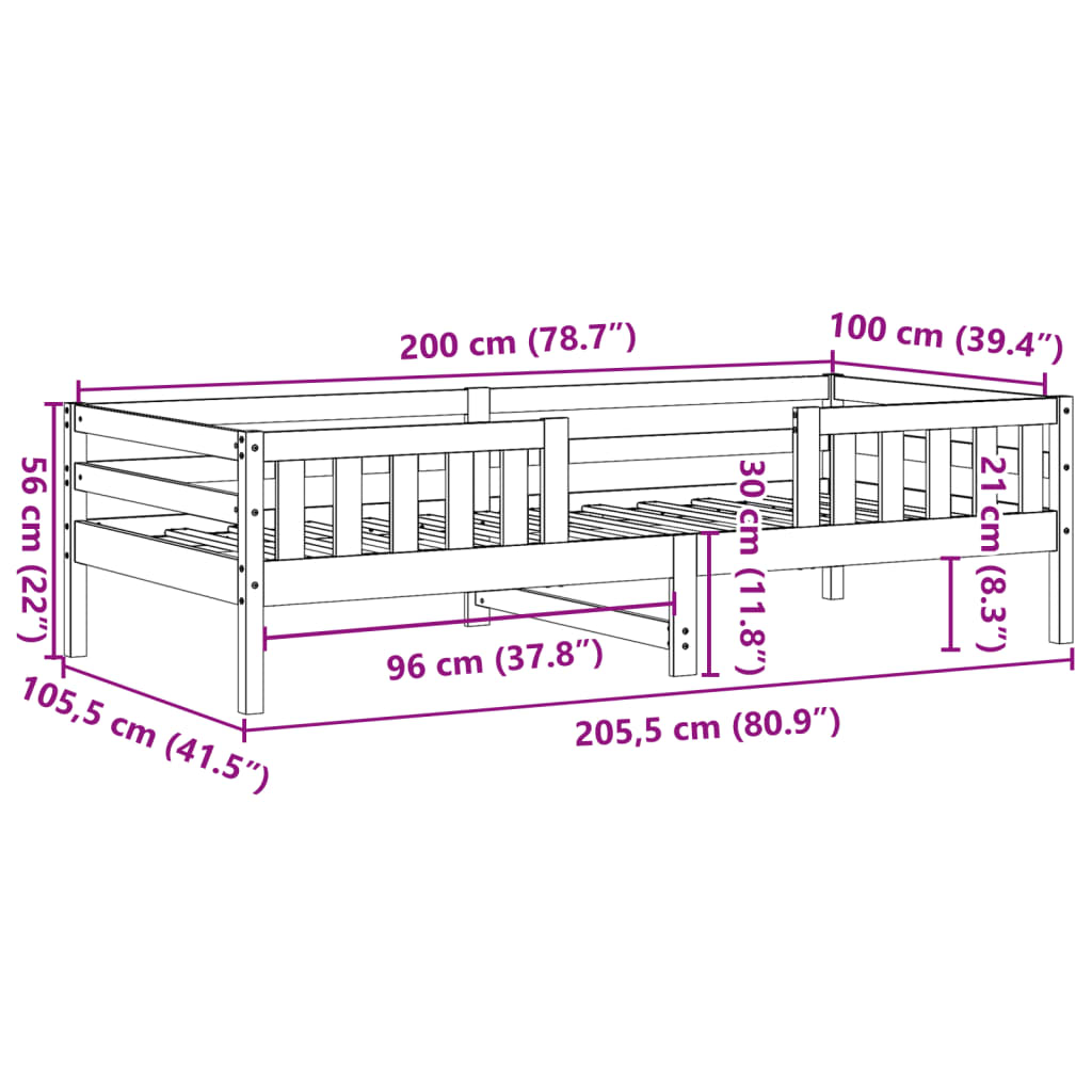 vidaXL Rúmgrind án Dýnu Vaxbrún 100x200 cm Gegnheil Fura