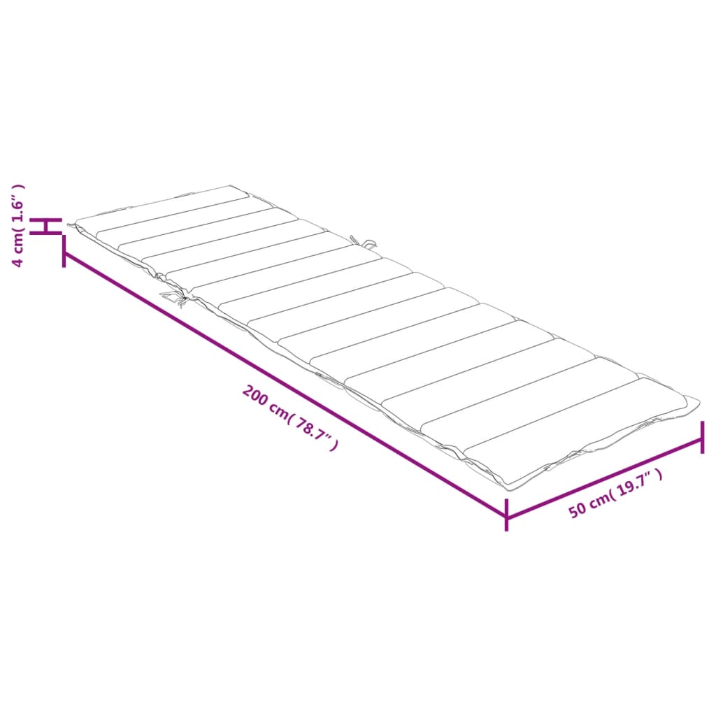 vidaXL Sólbekkjasessur Ljósgrá blanda 200x50x4 cm Tauáklæði