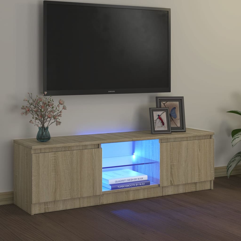 vidaXL Sjónvarpsskápur með LED Ljósum Sonoma Eik 120x30x35,5 cm