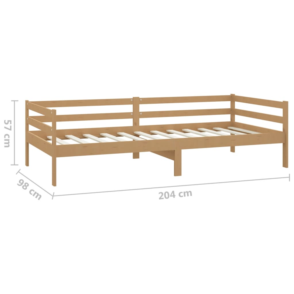 vidaXL Svefnsófi með Dýnu 90x200 cm Hunangsbrún Gegnheill Furuviður